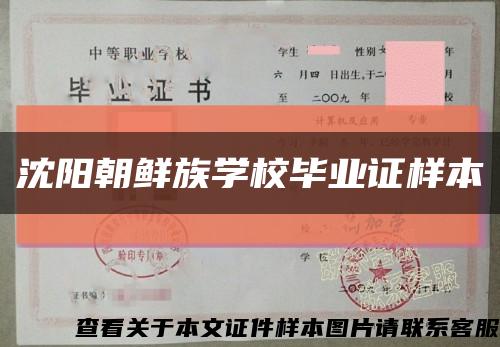 沈阳朝鲜族学校毕业证样本缩略图