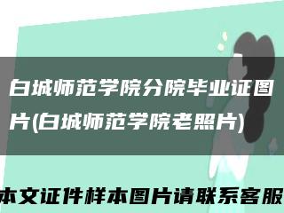 白城师范学院分院毕业证图片(白城师范学院老照片)缩略图