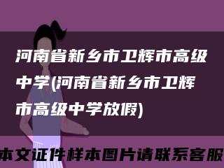 河南省新乡市卫辉市高级中学(河南省新乡市卫辉市高级中学放假)缩略图