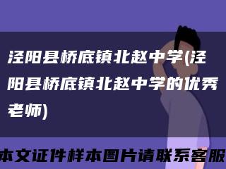泾阳县桥底镇北赵中学(泾阳县桥底镇北赵中学的优秀老师)缩略图