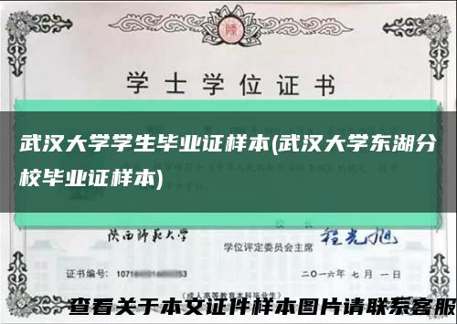 武汉大学学生毕业证样本(武汉大学东湖分校毕业证样本)缩略图