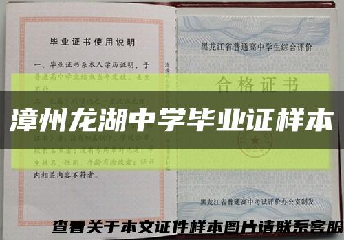 漳州龙湖中学毕业证样本缩略图