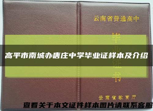 高平市南城办唐庄中学毕业证样本及介绍缩略图