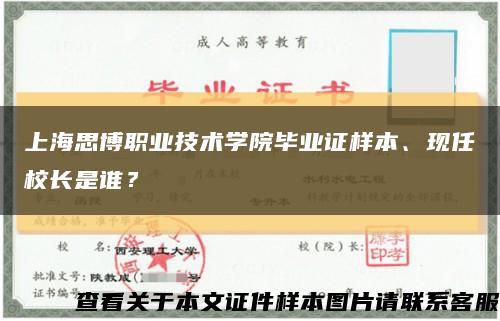上海思博职业技术学院毕业证样本、现任校长是谁？缩略图