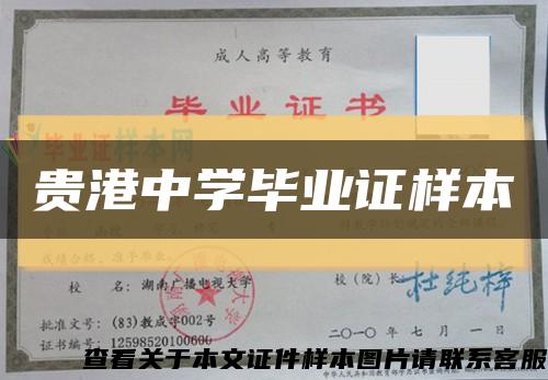 贵港中学毕业证样本缩略图