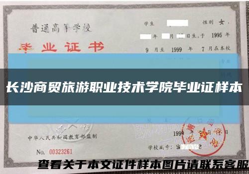 长沙商贸旅游职业技术学院毕业证样本缩略图