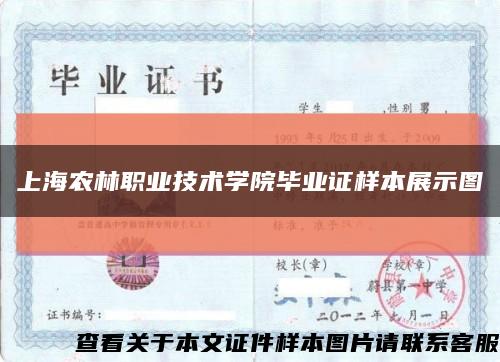 上海农林职业技术学院毕业证样本展示图缩略图