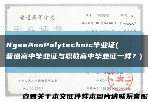 NgeeAnnPolytechnic毕业证(普通高中毕业证与职教高中毕业证一样？)缩略图