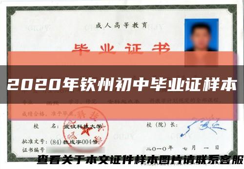 2020年钦州初中毕业证样本缩略图