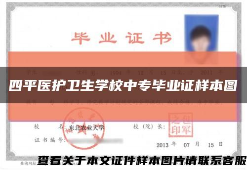 四平医护卫生学校中专毕业证样本图缩略图