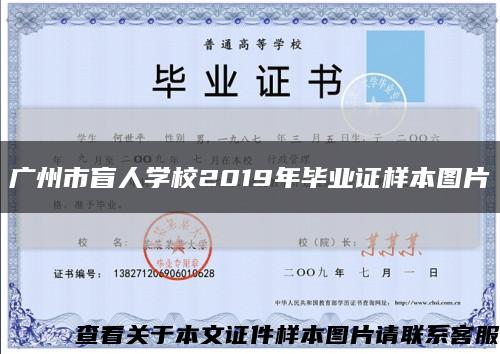 广州市盲人学校2019年毕业证样本图片缩略图