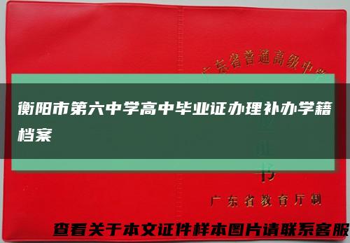 衡阳市第六中学高中毕业证办理补办学籍档案缩略图
