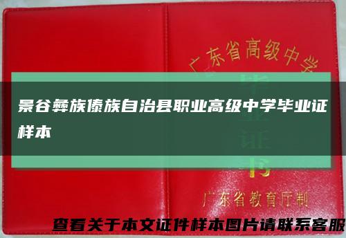 景谷彝族傣族自治县职业高级中学毕业证样本缩略图