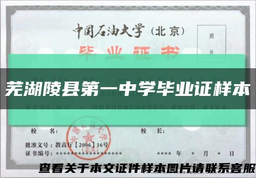 芜湖陵县第一中学毕业证样本缩略图