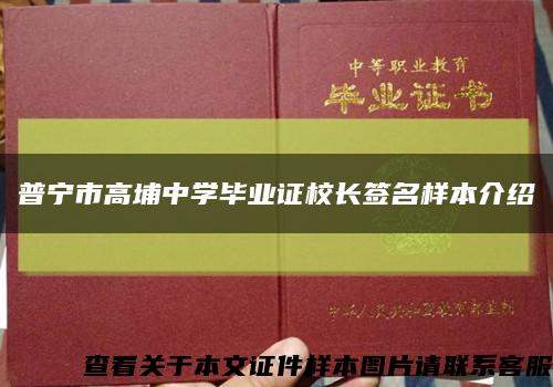 普宁市高埔中学毕业证校长签名样本介绍缩略图