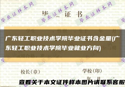 广东轻工职业技术学院毕业证书含金量(广东轻工职业技术学院毕业就业方向)缩略图