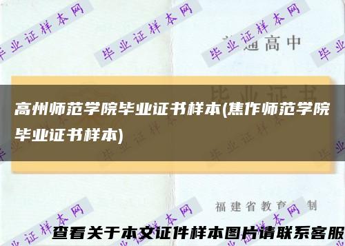 高州师范学院毕业证书样本(焦作师范学院毕业证书样本)缩略图