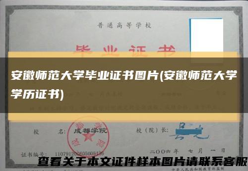 安徽师范大学毕业证书图片(安徽师范大学学历证书)缩略图