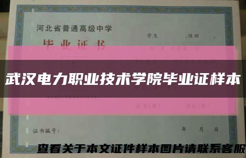 武汉电力职业技术学院毕业证样本缩略图