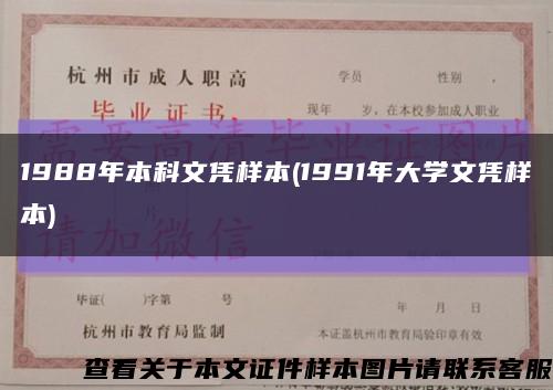 1988年本科文凭样本(1991年大学文凭样本)缩略图