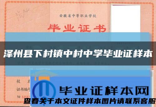 泽州县下村镇中村中学毕业证样本缩略图