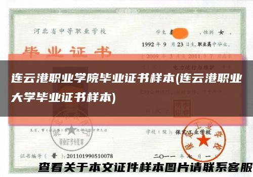 连云港职业学院毕业证书样本(连云港职业大学毕业证书样本)缩略图