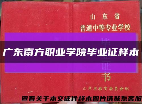 广东南方职业学院毕业证样本缩略图