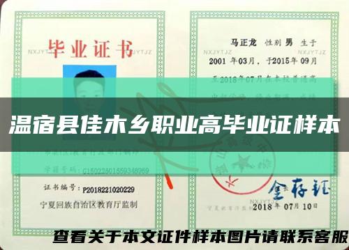 温宿县佳木乡职业高毕业证样本缩略图