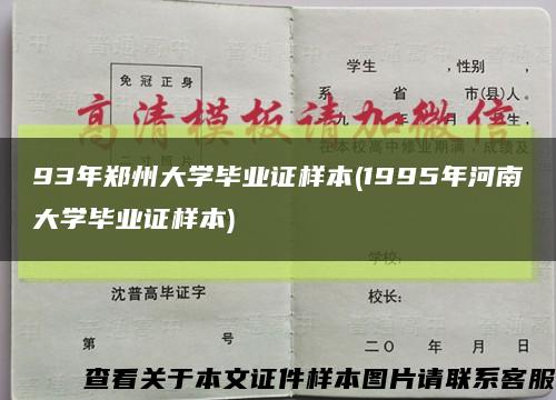 93年郑州大学毕业证样本(1995年河南大学毕业证样本)缩略图