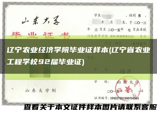 辽宁农业经济学院毕业证样本(辽宁省农业工程学校92届毕业证)缩略图