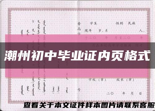 潮州初中毕业证内页格式缩略图