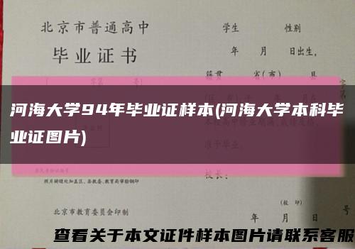 河海大学94年毕业证样本(河海大学本科毕业证图片)缩略图
