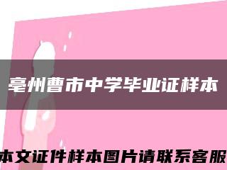 亳州曹市中学毕业证样本缩略图