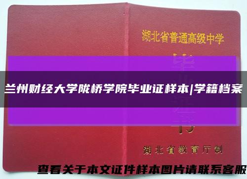 兰州财经大学陇桥学院毕业证样本|学籍档案缩略图