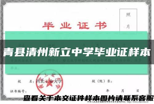 青县清州新立中学毕业证样本缩略图