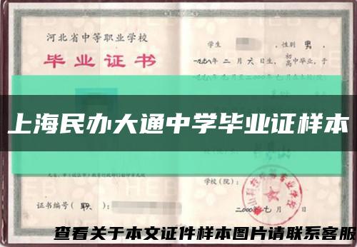 上海民办大通中学毕业证样本缩略图