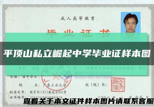 平顶山私立崛起中学毕业证样本图缩略图