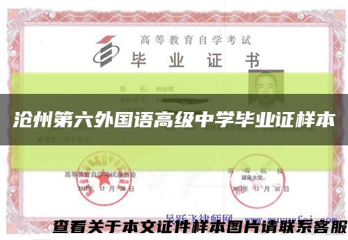 沧州第六外国语高级中学毕业证样本缩略图