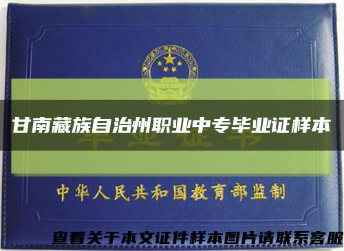 甘南藏族自治州职业中专毕业证样本缩略图