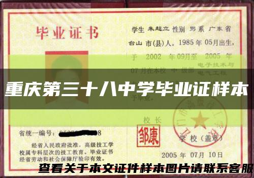重庆第三十八中学毕业证样本缩略图