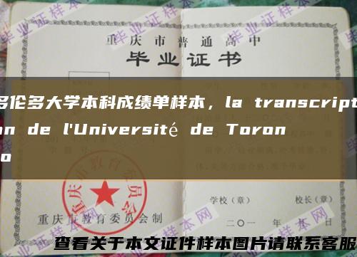 多伦多大学本科成绩单样本，la transcription de l'Université de Toronto缩略图