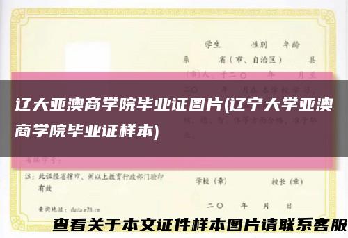 辽大亚澳商学院毕业证图片(辽宁大学亚澳商学院毕业证样本)缩略图