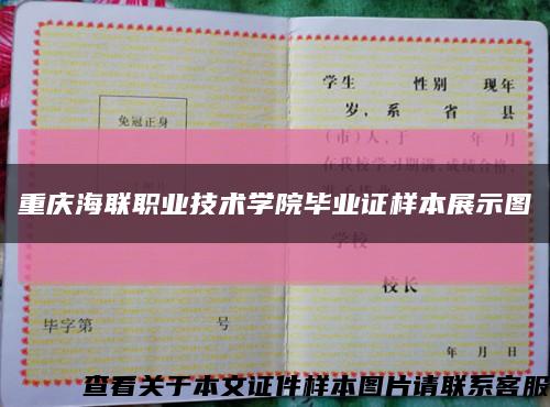 重庆海联职业技术学院毕业证样本展示图缩略图