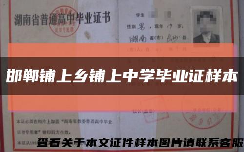 邯郸铺上乡铺上中学毕业证样本缩略图