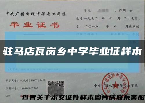 驻马店瓦岗乡中学毕业证样本缩略图