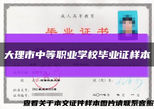 大理市中等职业学校毕业证样本缩略图