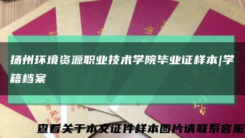 扬州环境资源职业技术学院毕业证样本|学籍档案缩略图