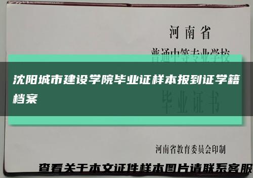 沈阳城市建设学院毕业证样本报到证学籍档案缩略图