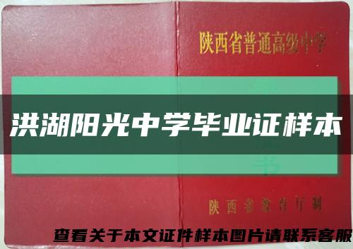 洪湖阳光中学毕业证样本缩略图