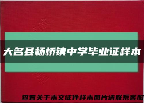 大名县杨桥镇中学毕业证样本缩略图